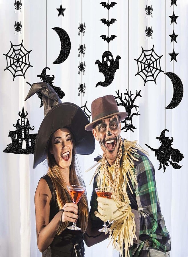 Incrizma Halloween Black Creepy Vintage Party Decorations - 12Pcs Hanging Streamers Garland,Bat Witch Spider Swirl Ceiling Outdoor Indoor Wall Decor Party Props,Porch Room Scary Supplies - Image 4